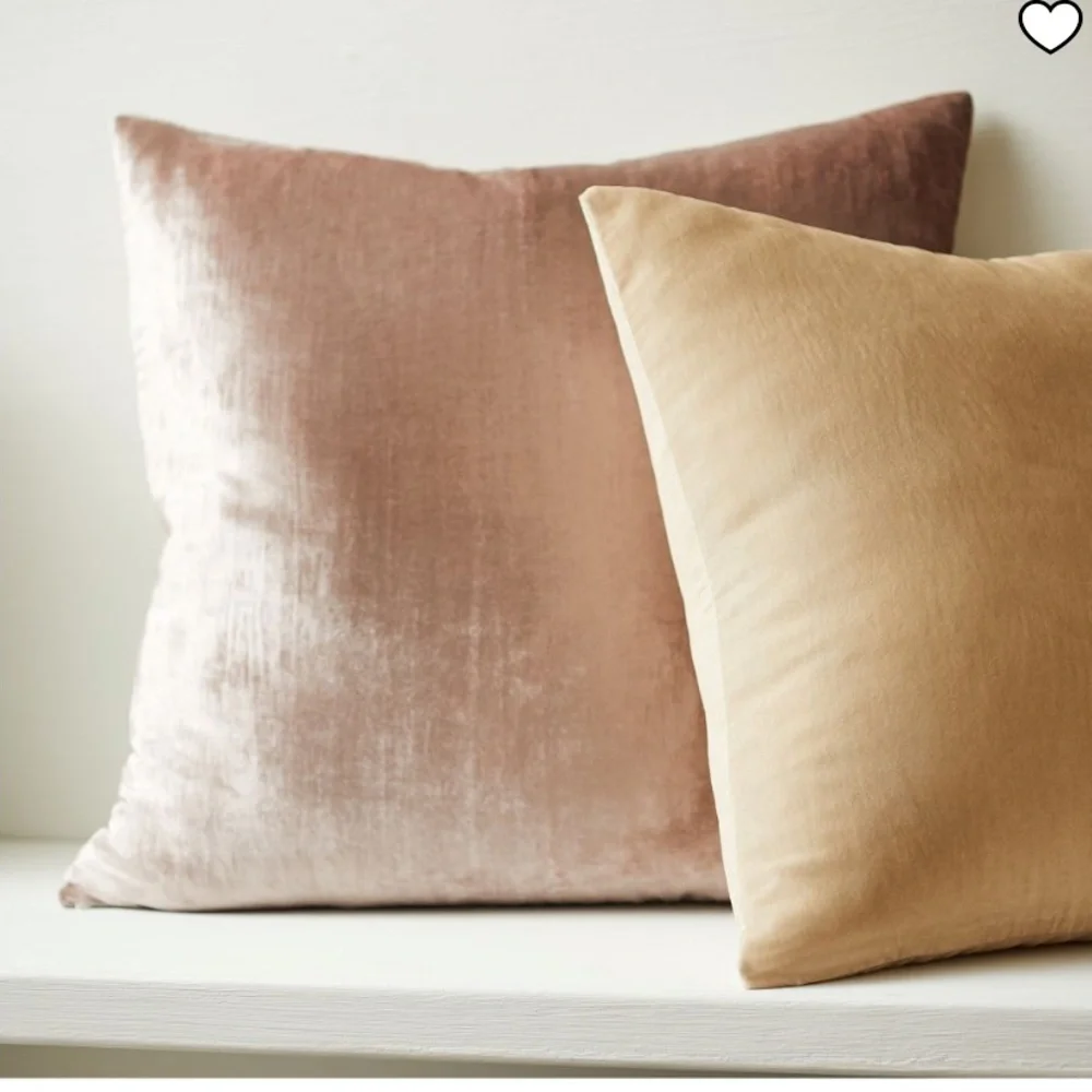 West Elm 20x20” Lush Velvet Light Pink Throw Pillow COVER